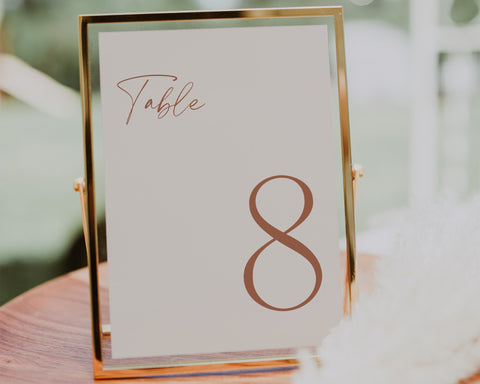 Modern Wedding Table Numbers, Editable Wedding Table Numbers Template, Minimal Wedding Numbers, 5x7, 4x6, Printable Reception Table, Bianca