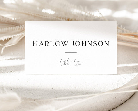 Modern Wedding Place Cards Template, Elegant Wedding Name Cards, Minimal Escort Cards, Printable Place Cards, Editable Table Name, Harlow