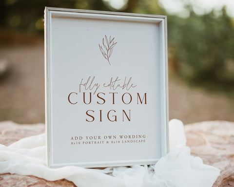 8x10 Minimalist Wedding Sign Template, Editable Wedding Sign, Printable Signs for Party, Boho Wedding Sign, Editable Wedding Signage, Evelyn