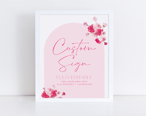 Pink Bridal Shower Signs 8x10, Editable Signs, Floral Bridal Signs, Printable Bridal Signs, Flower Bridal Custom Signs, Pink Floral Signs