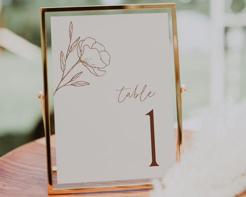 Printable Table Numbers Template, Modern Wedding Table Numbers, Minimalist Table Numbers, Botanical Table Numbers Template, 5x7, 4x6, Hadley