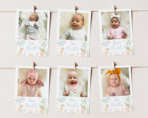 Under the Sea First Year Photo Banner, 1st Birthday Milestone Photos, Baby's First Year Monthly Photo Banner, 1st Birthday Oneder the Sea