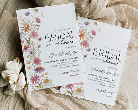 Wildflower Bridal Shower Invitation, Love in Bloom Invitation, Floral Bridal Shower, Bridal Brunch Invitation, Modern Bridal Invitation