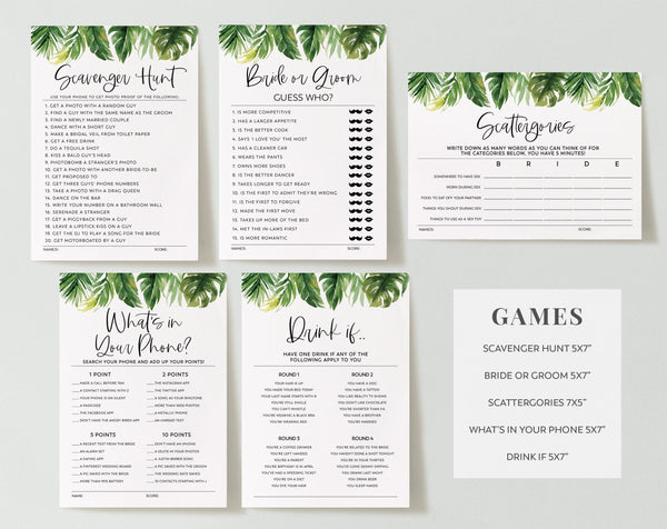Tropical Bachelorette Games, Hens Games, Editable Games, Game Pack, Scavenger Hunt, Who Knows the Bride | Bride or Groom | Boob or Butt