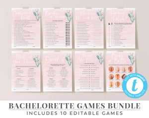 Cactus Bachelorette Games Pack, Hens Games, Editable Games, Game Bundle, Scavenger Hunt, Bride or Groom | Palm Springs | Phone Game
