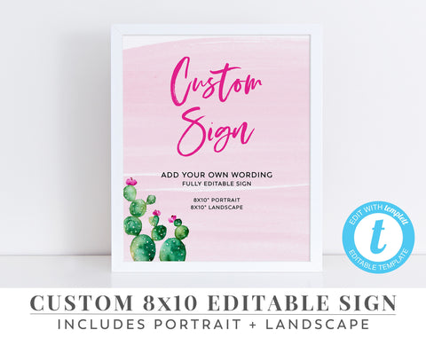 Editable Sign, 8x10, Cactus Sign, Palm Springs Sign, Landscape, Portrait | Printable | Editable Template | Hens Sign | Bachelorette