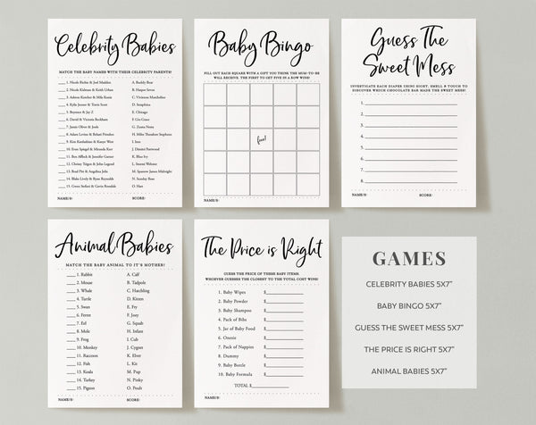 Baby Shower Games, Printable Gender Neutral Baby Shower, Editable Baby Shower Games, Games Bundle, Baby Games Pack, Celebrity Game, Classic