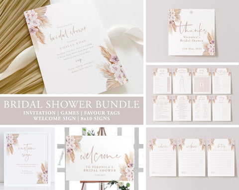 Bridal Shower Bundle, Kitchen Tea Bundle, Bridal Shower Games, Editable Games Bundle, Kitchen Tea Games Pack, Invitation | Boho Flowers