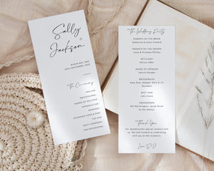 Minimalist Wedding Program, Modern Wedding Program Template, Order of Ceremony, Wedding Ceremony Printable, Editable Minimal Program, Sally