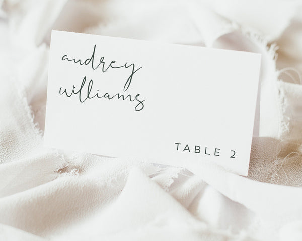 Modern Wedding Place Cards Template, Elegant Wedding Name Cards, Minimal Escort Cards, Printable Place Cards, Editable Table Name, Audrey