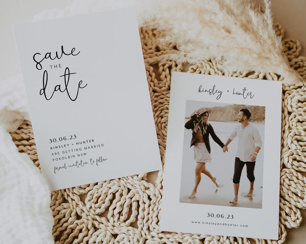 Save the Date Template, Photo Save the Date, Editable Save Our Date, Minimalist Save The Date Card, Rustic Wedding Invitation, Kinsley