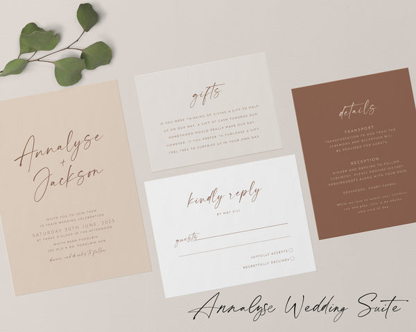 Wedding Invitation Set, Minimal Wedding Invitation Template Download, Printable Modern Wedding Invitation, Editable Template, Annalyse