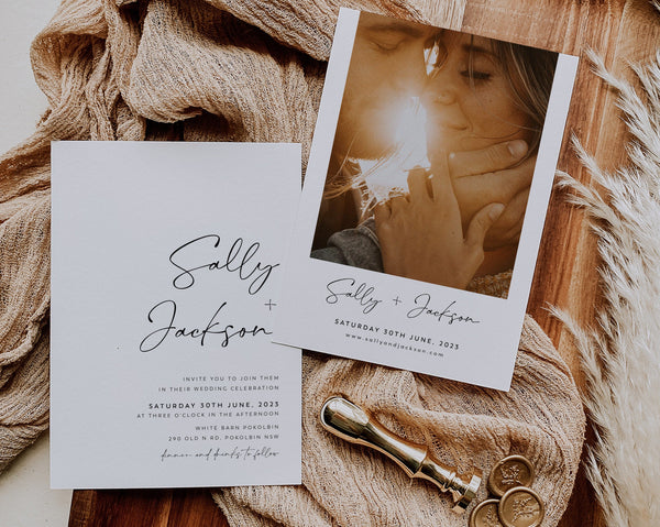 Wedding Invitation Template, Invitation with Photo, Minimalist Wedding Invite, Wedding Invitation Template Download, Rustic Wedding, Sally