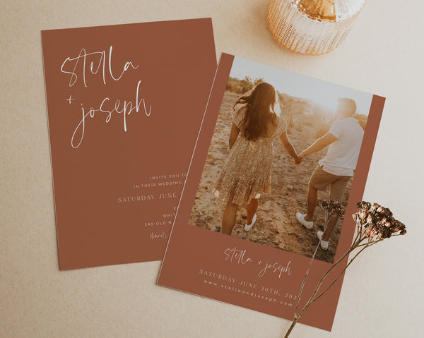 Wedding Invitation Template, Invitation with Photo, Rustic Wedding Invite, Wedding Invitation Template Download, Minimalist Wedding, Stella