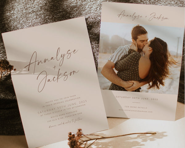 Wedding Invitation Set, Minimal Wedding Invitation Template Download, Printable Modern Wedding Invitation, Editable Template, Annalyse