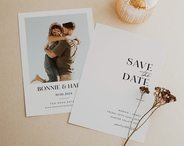 Save the Date Template, Photo Save the Date, Editable Save Our Date, Minimalist Save The Date Card, Rustic Wedding Invitation, Bonnie