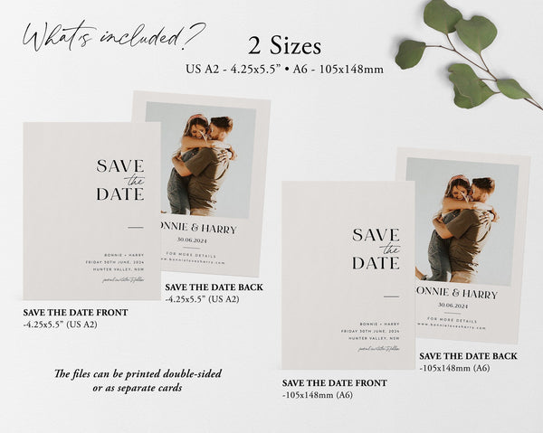 Save the Date Template, Photo Save the Date, Editable Save Our Date, Minimalist Save The Date Card, Rustic Wedding Invitation, Bonnie