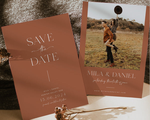 Photo Save The Date Template, Minimal Save the Date, Minimalist Save the Date Template, Photo Save the Date, Printable Save the Date, Mila