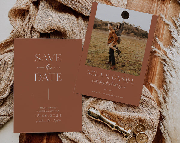 Photo Save The Date Template, Minimal Save the Date, Minimalist Save the Date Template, Photo Save the Date, Printable Save the Date, Mila