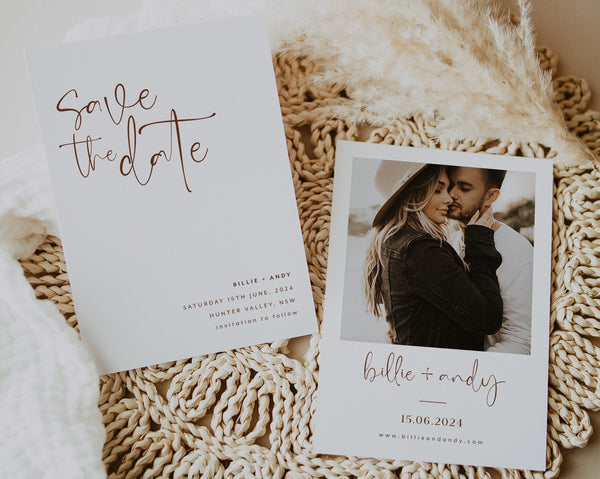 Photo Save The Date Template, Minimal Save the Date, Minimalist Save the Date Template, Photo Save the Date, Printable Save the Date, Billie
