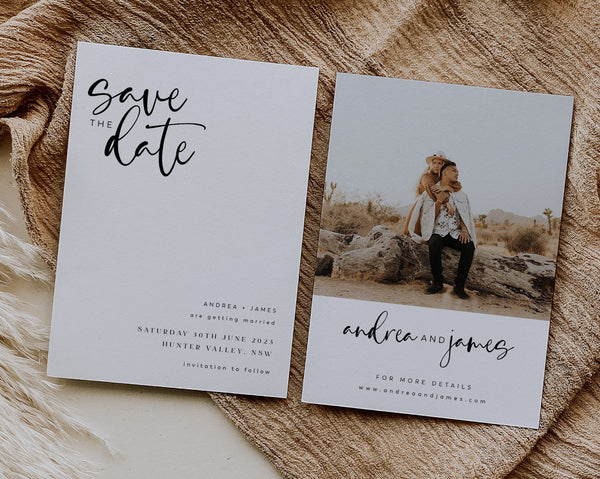 Save the Date Template, Photo Save the Date, Editable Save Our Date, Minimalist Save The Date Card, Rustic Wedding Invitation, Andrea