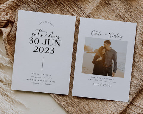 Minimalist Save the Date Template, Photo Save the Date, Editable Save Our Date, Save The Date Card, Rustic Wedding Invitation, Chloe