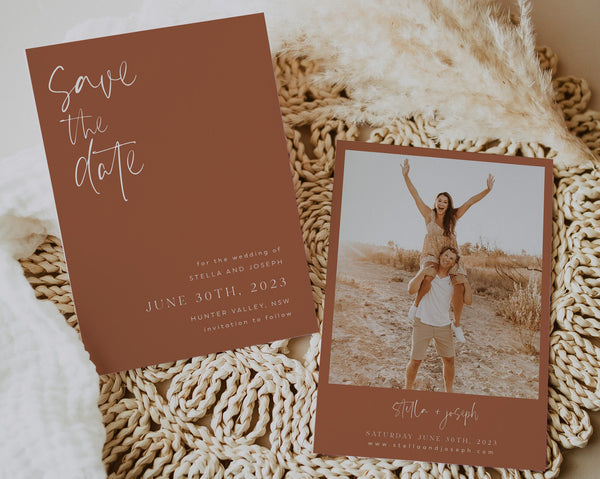 Photo Save The Date Template, Minimal Save the Date, Minimalist Save the Date Template, Photo Save the Date, Printable Save the Date, Stella