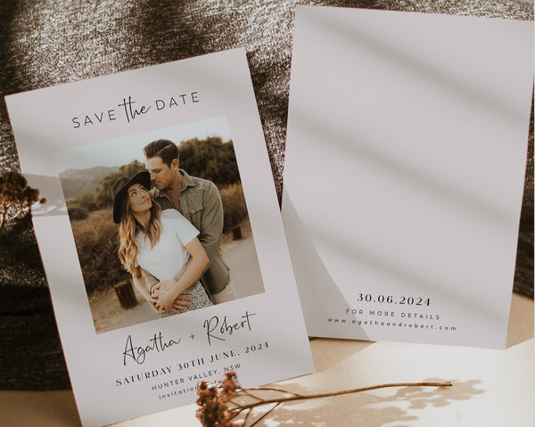 Save the Date Template, Photo Save the Date, Editable Save Our Date, Minimalist Save The Date Card, Rustic Wedding Invitation, Agatha