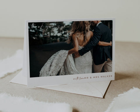 Minimalist Wedding Photo Thank You, Wedding Thank You Card, Photo Thank You Card, Printable Thank You Card, Editable Wedding, Amy