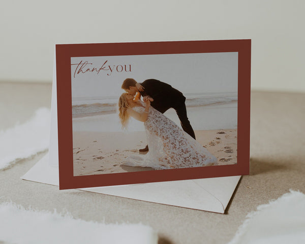 Photo Thank You Card, Wedding Thank You Card, Minimalist Wedding, Modern Wedding Thank You Card, Rust Thank You Card Template, Rylee