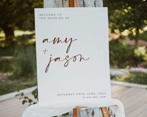 Minimal Wedding Welcome Sign Template, Modern Calligraphy Sign, Editable Wedding Welcome, Printable Reception Sign Template, Simple, Amy