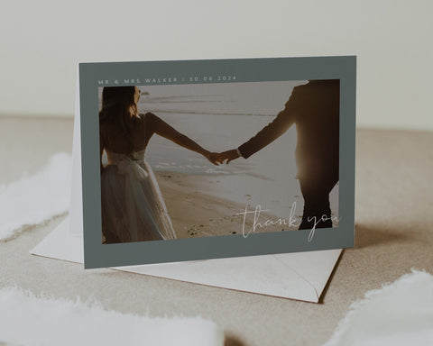 Wedding Thank You Card With Photo, Printable Thank You Card Template, Photo Thank You Card, Instant Download, With Photo, Modern, Audrey
