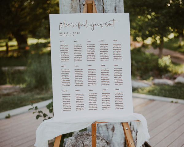 Wedding Seating Chart, Printable Seating Chart, Wedding Seating Chart Poster, Minimalist Wedding, Editable Seating Plan, Simple, Billie