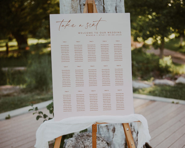 Wedding Seating Chart, Printable Seating Chart, Wedding Seating Chart Poster, Minimalist Wedding, Editable Seating Plan, Simple, Bianca