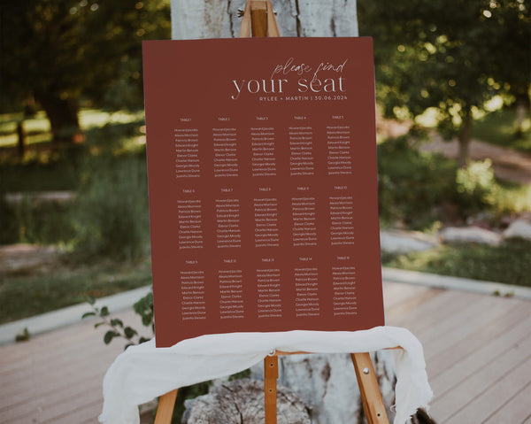Seating Chart, Wedding Seating Chart, Modern Seating Chart Template, Minimalist Seating Chart, Editable Seating Chart, Simple, Rylee