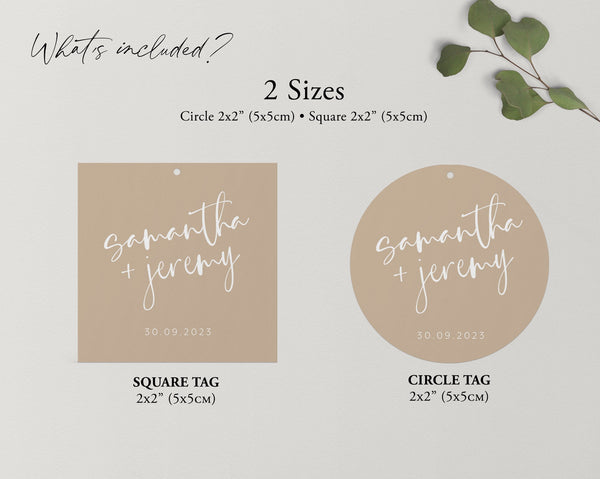 Round Wedding Gift Tags, Thank You Gift Tags for Wedding, Bonbonniere Tags, Circle Thank You Tags, Printable Wedding Favor Tags, Samantha