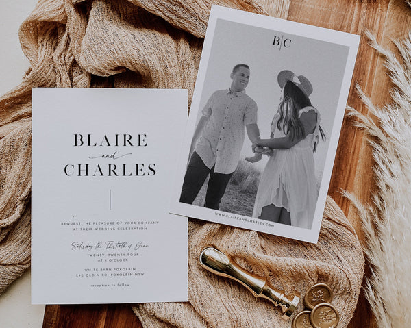 Wedding Invitation Template, Invitation with Photo, Minimalist Wedding Invite, Wedding Invitation Template Download, Rustic, Blaire