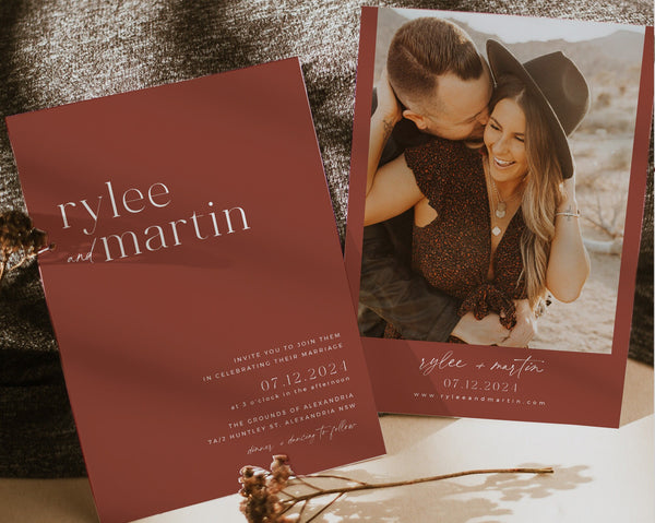 Wedding Invitation Template, Invitation with Photo, Rustic Wedding Invite, Wedding Invitation Template Download, Minimalist Wedding, Rylee