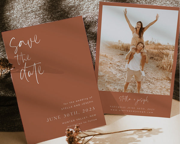 Photo Save The Date Template, Minimal Save the Date, Minimalist Save the Date Template, Photo Save the Date, Printable Save the Date, Stella