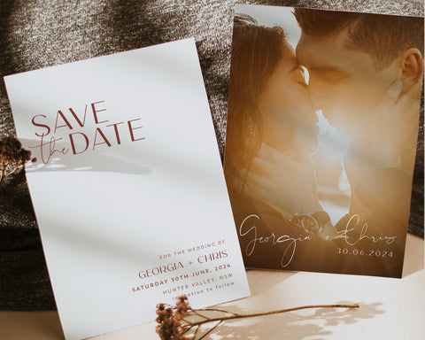 Photo Save The Date Template, Minimal Save the Date, Minimalist Save the Date Template, Rust Save the Date, Printable Save the Date, Georgia