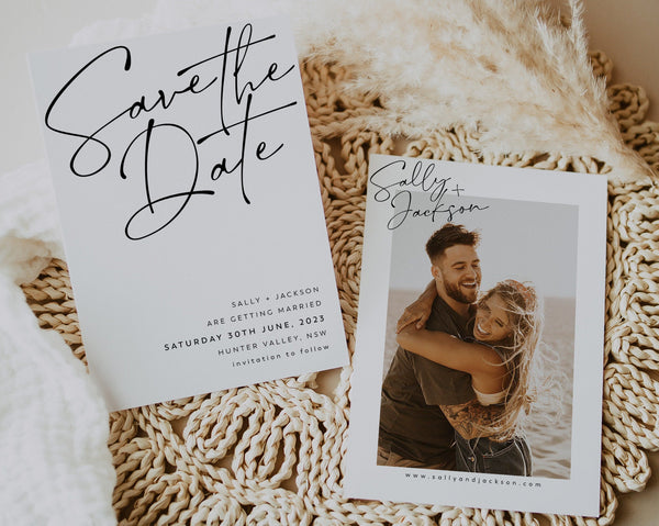 Save the Date Template, Photo Save the Date, Editable Save Our Date, Minimalist Save The Date Card, Rustic Wedding Invitation, Sally