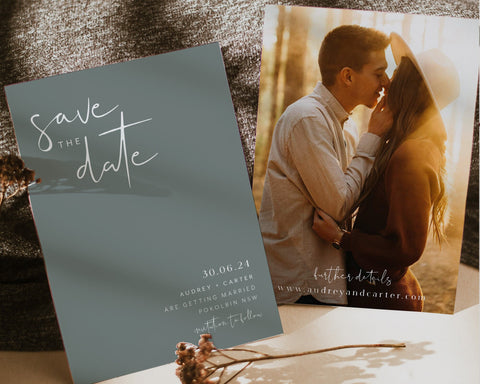 Photo Save The Date Template, Minimal Save the Date, Minimalist Save the Date Template, Photo Save the Date, Printable Save the Date, Audrey