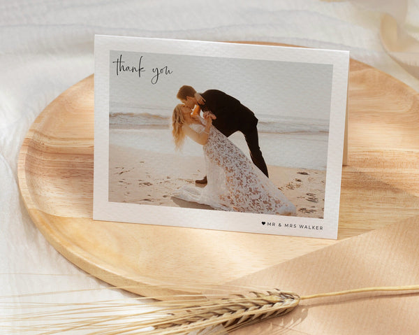 Wedding Thank You Card With Photo, Printable Thank You Card Template, Photo Thank You Card, Instant Download, With Photo, Editable, Grace