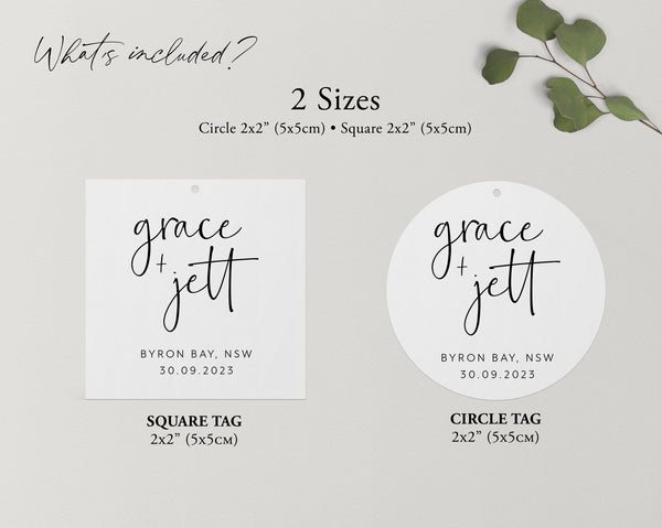 Round Wedding Gift Tags, Thank You Gift Tags for Wedding, Bonbonniere Tags, Circle Thank You Tags, Printable Wedding Favor Tags, Grace