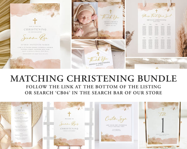 Editable Sign, 8x10, Pink and Gold Signs, Christening Signs, Baptism Signs, Landscape | Portrait | Printable Signs | Girls Christening