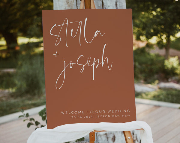 Minimal Wedding Welcome Sign Template, Modern Calligraphy Sign, Editable Wedding Welcome, Printable Reception Sign Template, Simple, Stella