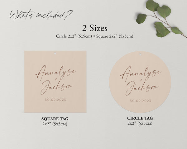 Wedding Favor Tag Template, Minimalist Favour Tag, Printable Favor Tag, Gift Tag, Square Tag, Circle Tag, Round, Modern Favour Tag, Annalyse