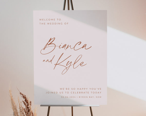 Minimal Wedding Welcome Sign Template, Modern Calligraphy Sign, Editable Wedding Welcome, Printable Reception Sign Template, Simple, Bianca