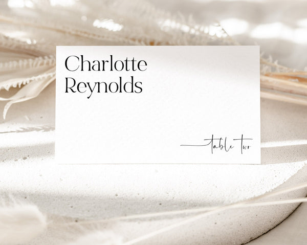 Modern Wedding Place Cards Template, Elegant Wedding Name Cards, Minimal Escort Cards, Printable Place Cards, Editable Table Name, Charlotte