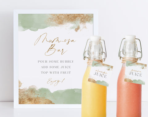 Mumosa Bar Sign, Momosa Bar Sign, Mimosa Bar Sign, Juice Labels, Mimosa Juice Tags, Baby Shower Sign, Sage Baby Shower Sign, Mom-osa Sign